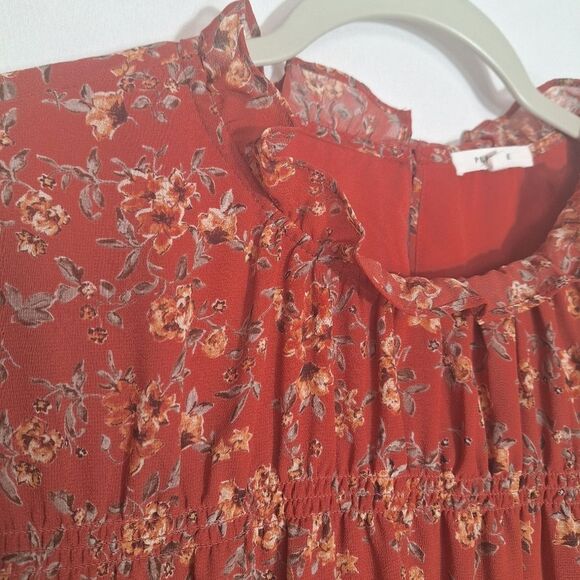 Pleione Womens Cottagecore Blouse Floral Long Sleeve Ruffle Praire Empire Large - Picture 8 of 14